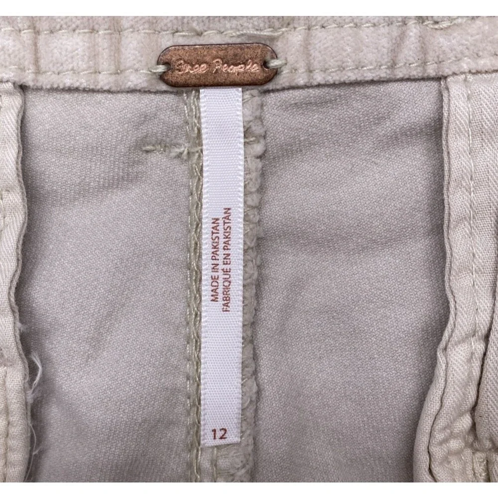 Free People Hard Crushin' Plush Cargo Pants 12 Ivory NWT High Rise Utility New